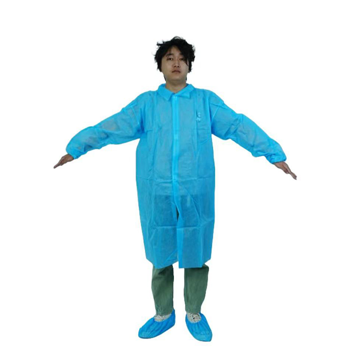 Blue PP Nonwoven Disposable Industry/Safety/Chemical Lab Coat/Visitor Coat