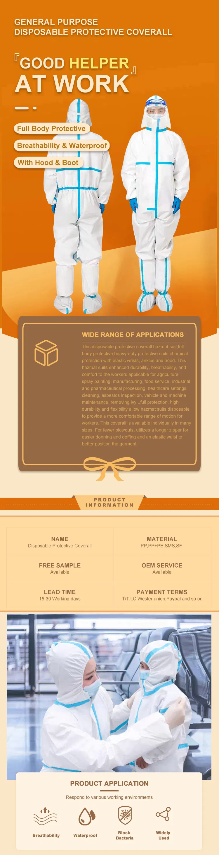 Disposable Protective Coverall Hazmat Suit 1