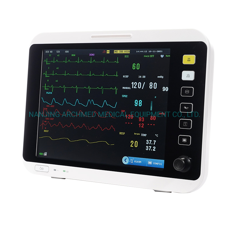 Diagnosis Equipment Portable Vital-Sign ECG ICU Multi-Parameter Patient Monitor with 12.1′ ′ Color TFT Screen for Adult/Pediatric/Neonatal