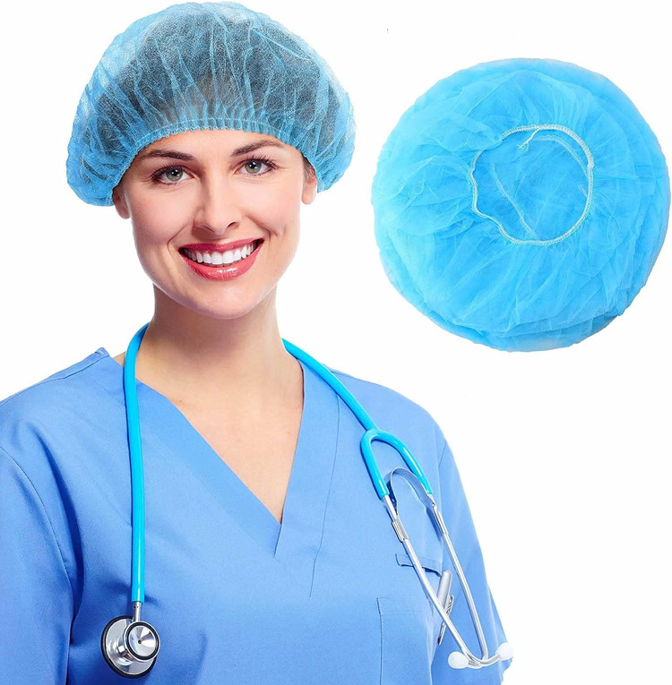 SJ Disposable Bouffant Cap Non Woven Hair Net Elastic Dust Cap Unisex Non Pleated Mob Cap Bulk Stretchable Hairnet