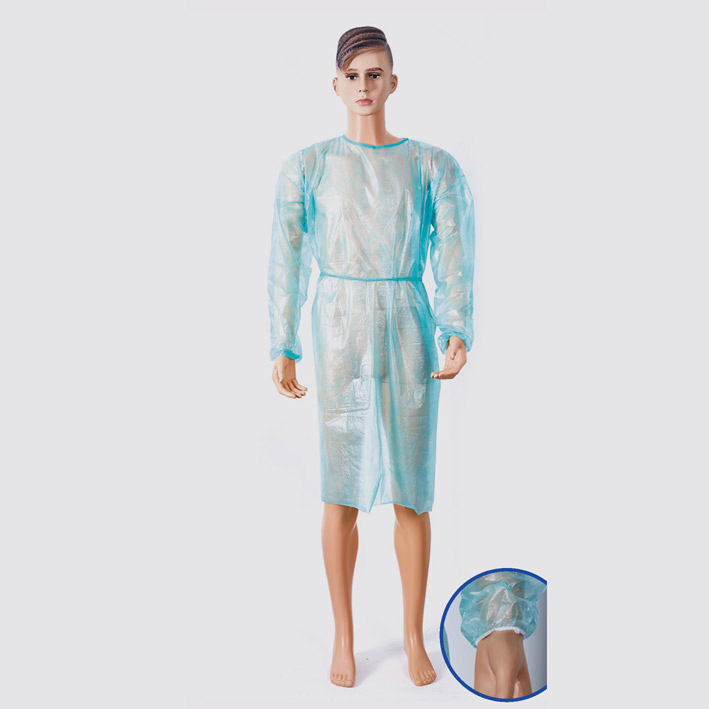 PE+PP Disposable Isolation Gown with Elastic Wrist Cuffs