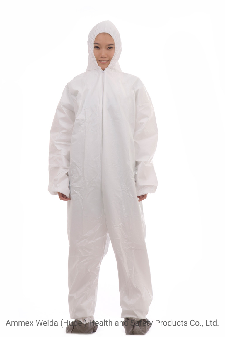 China Factory Wholesale Disposable Use SMS/PP+PE Coverall with Protective Hood
