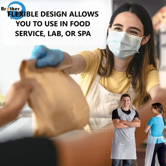 Disposable PE Plastic Aprons for Household Use Waterproof and Oilproof Multiple Colors Available for Cooking and Food Handling