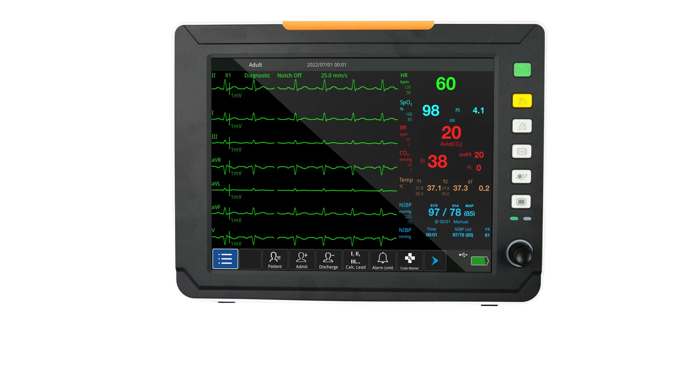Compact Vital Sign Monitoring System for Hospital Use with CE/ISO