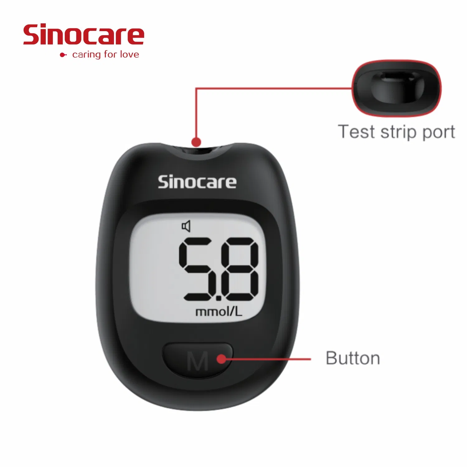 Sinocare Blood Glucose Meter House Hold Medical Device Glucometro with Test Strips From Sinocare