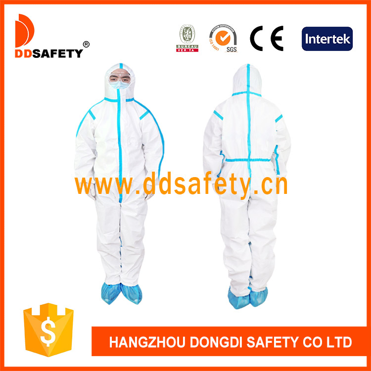 Disposable Protective Coverall Hazmat Suit, Full Body Protective, Heavy-Duty Protective Suits Chemical Protection with Elastic Wrists, Ankles and Hood