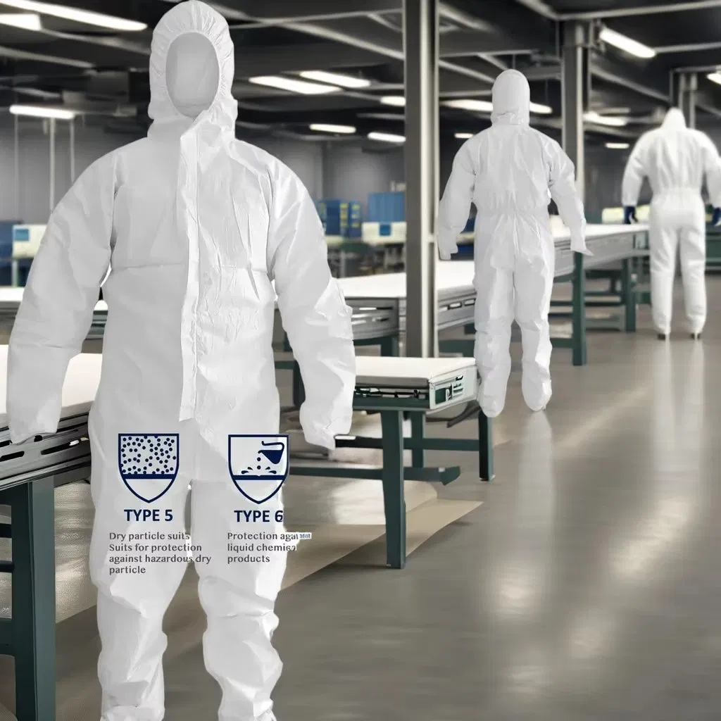 Disposable Coverall with Hood and Bootcover Microporous Medical Protective Coverall