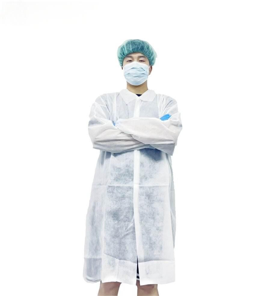 Disposable Unisex Coverall Nonwoven Disposable Women Long Sleeve Lab Coat
