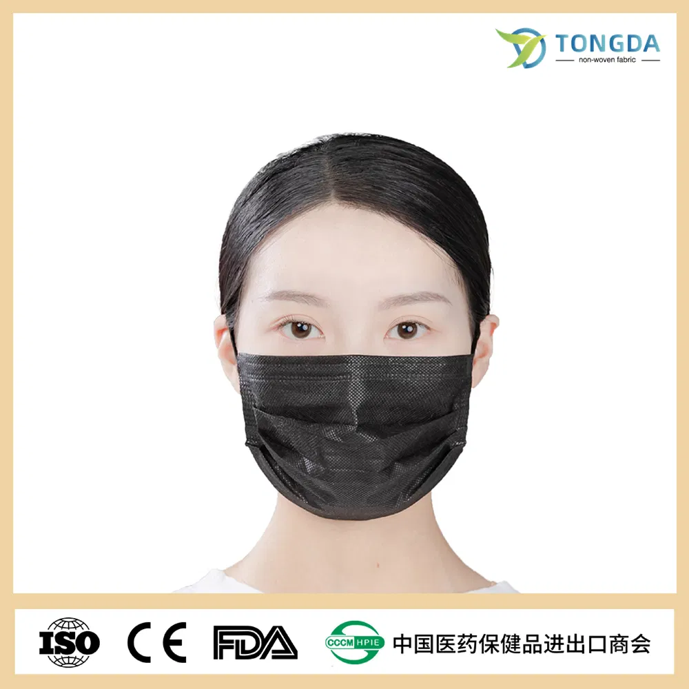 Black Face Mask Individual Packing Medical 3ply Non-Sterile Disposable Nonwoven Mask