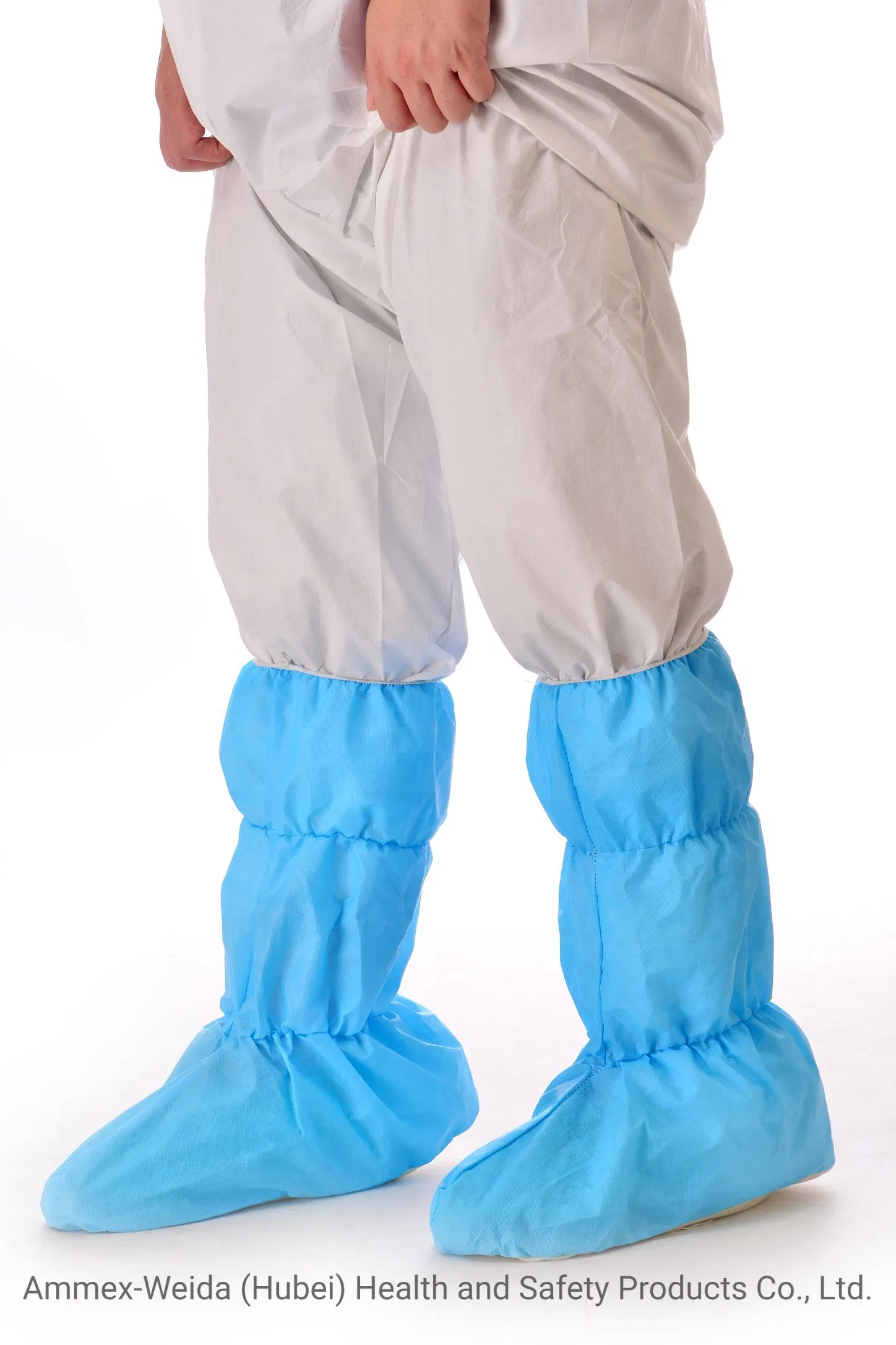 Non-Slip Disposable Medical Use PP+CPE Boot Cover Cover with PVC Sole Hospital Use Waterproof PP+CPE Adult Use Boot Cover