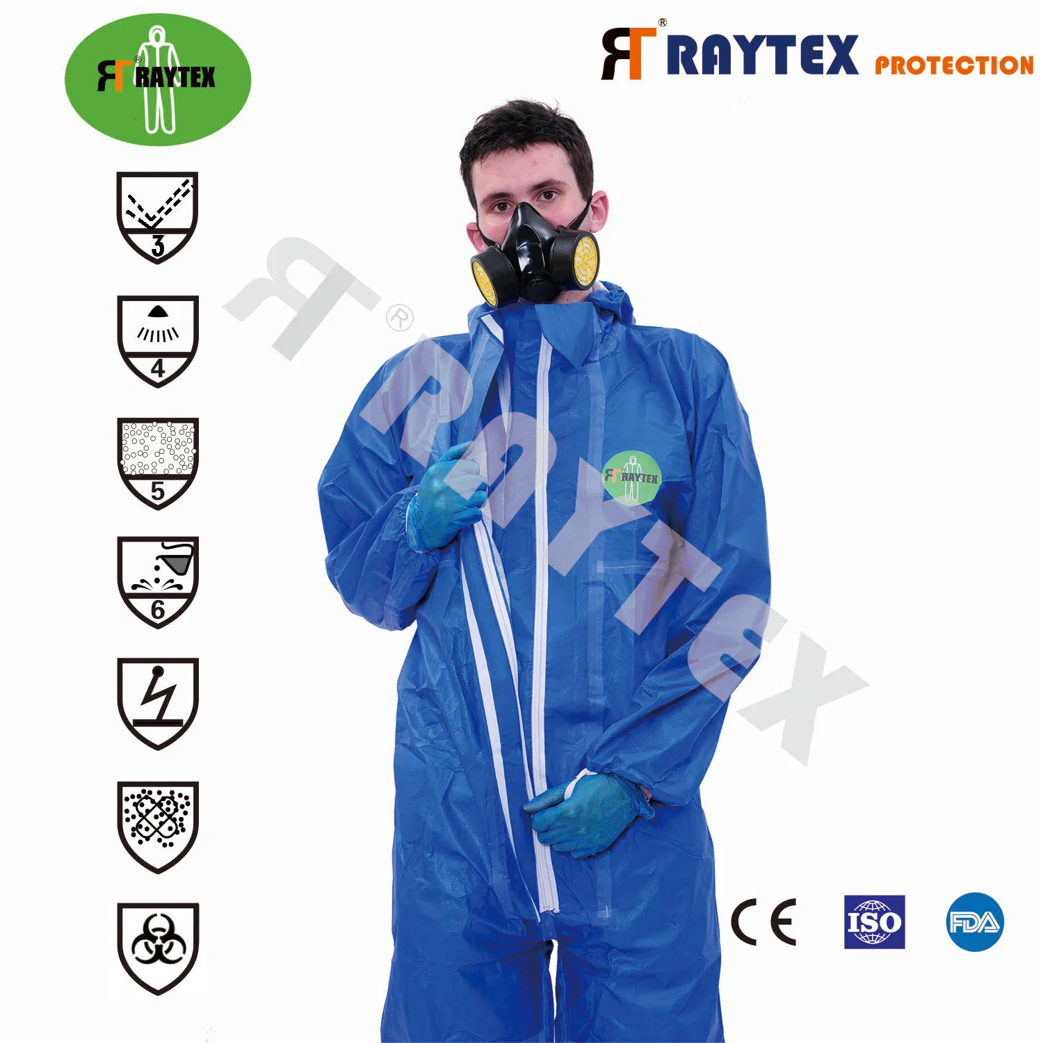 Disposable CE Certified Cat III Type 3/4/5/6 Tape Seam Microporous Film Coverall with Certificate