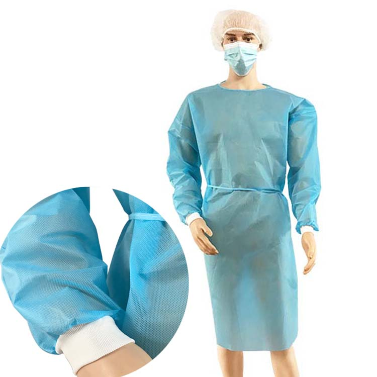 Factory Waterproof Anti-Dust Hospital Medical Clothing Blue Disposable Non-Woven PP SMS Isolation Gown Surgical Coverall