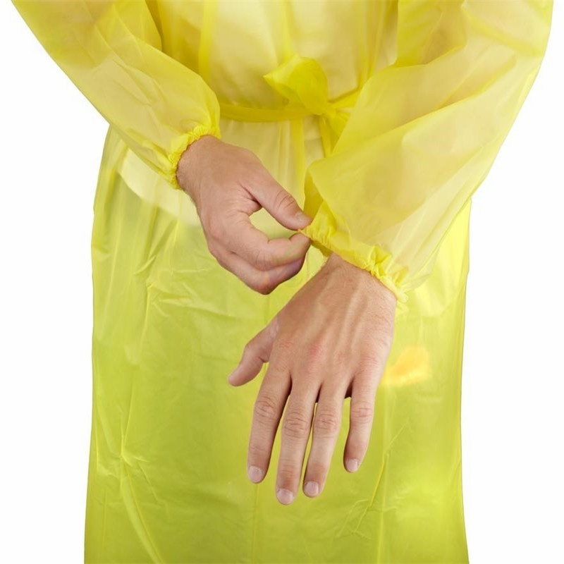 Fluid Impervious CPE Isolation Gown/Disposable Plastic Surgical Gown/Polyethylene Thumb Loop Isolation Gown