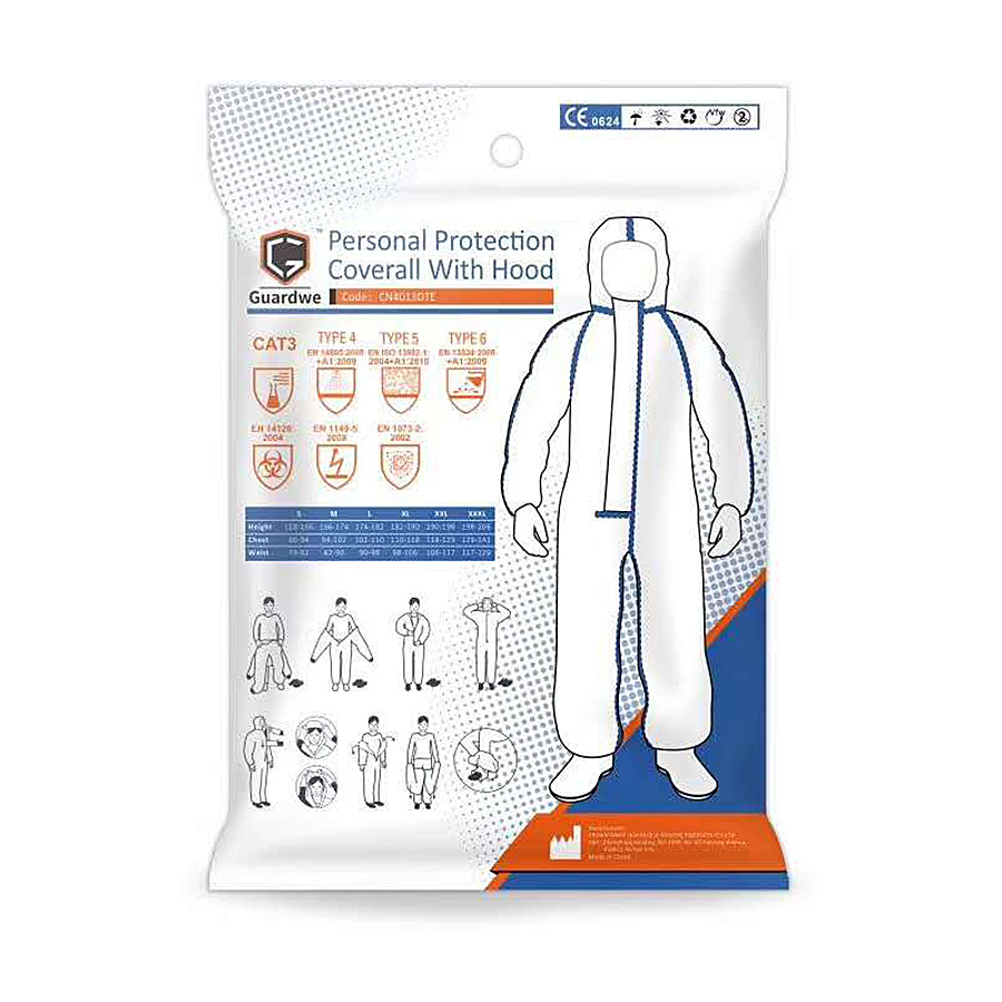 Medmount Disposable Safety Waterproof SMS Microporous Protection Coverall with Hood/Collar/Boot