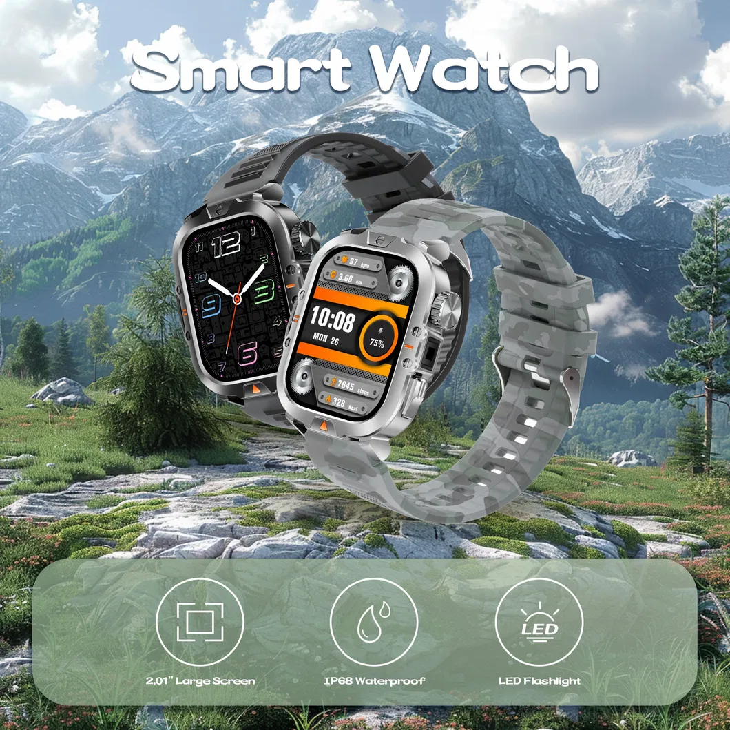 Waterproof Smartwatch with 410mAh Battery and Health Tracking