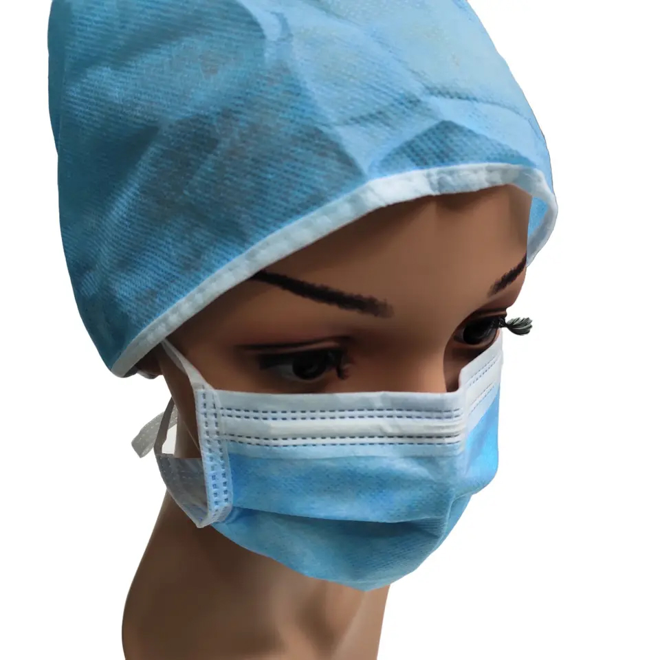 Disposable Non Woven SMS Medical Bouffant Doctor Cap Elastic Disposable Cheap Surgical Caps