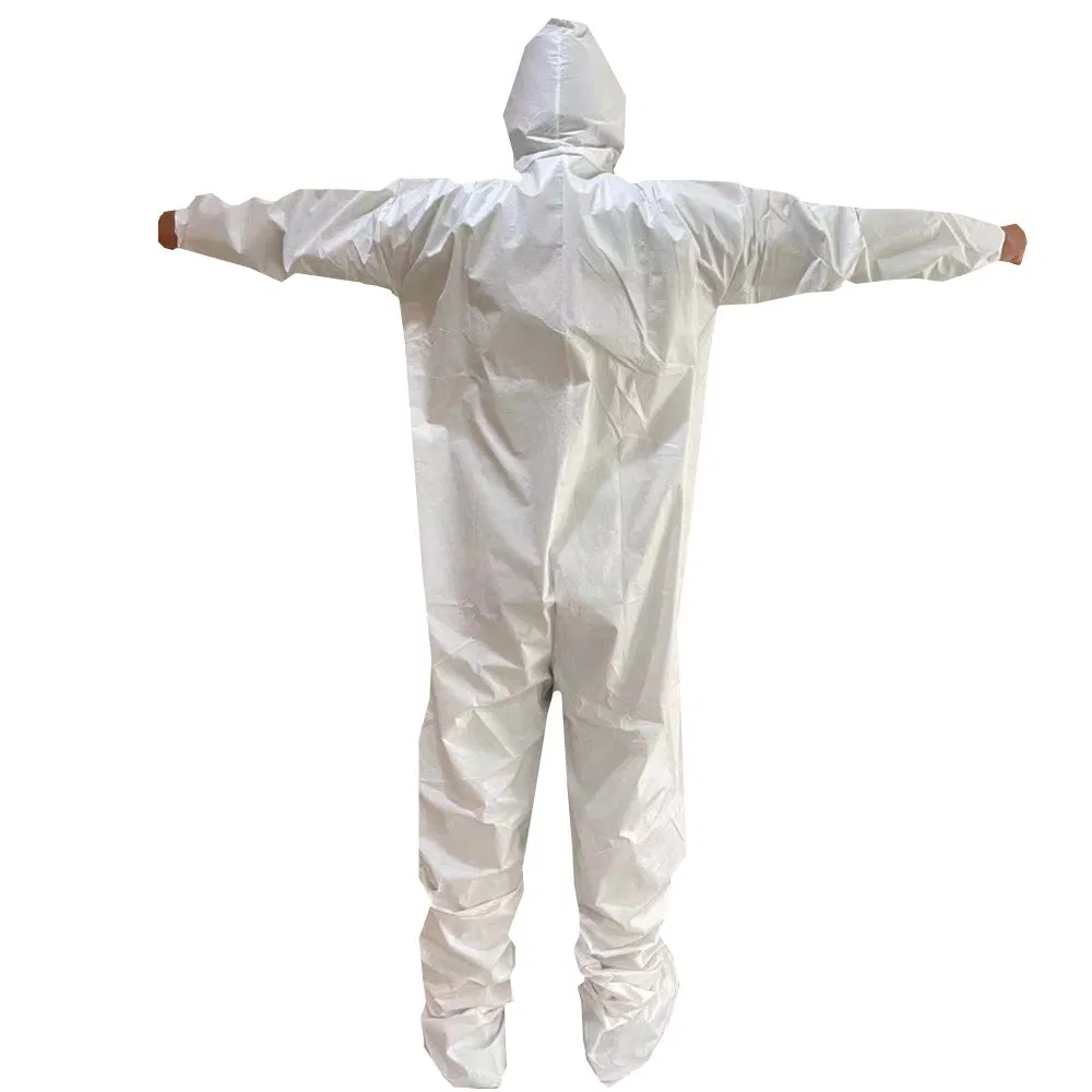 Isolation Hooded Boot SMS Microporous Manufacturing Handling Waterproof Disposable Coverall