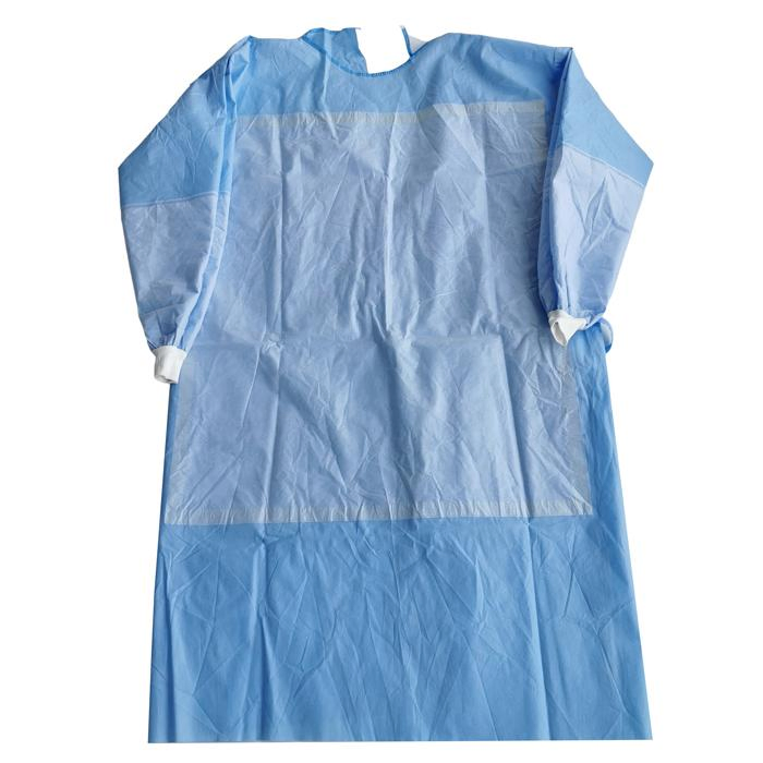 CE En 13795 Fluid Resistant Sterilized Reinforced Gowns SMS SMMS Disposable Sterile Surgical Gowns Hospital Operating Room Medical Protective Clothing