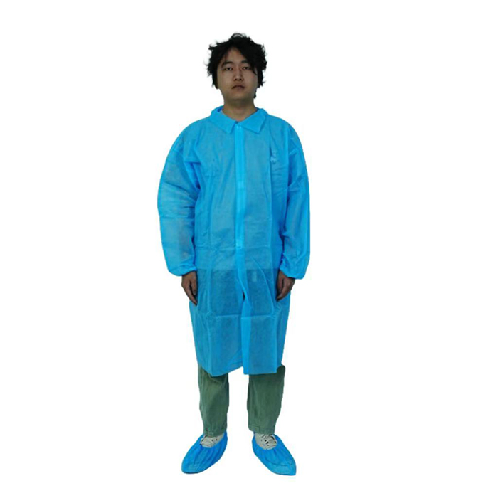 Blue PP Nonwoven Disposable Industry/Safety/Chemical Lab Coat/Visitor Coat