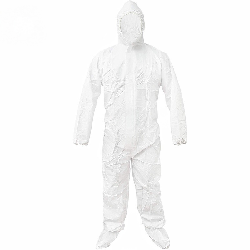 Protective White Disposable Coveralls with Hood for Safety Painters