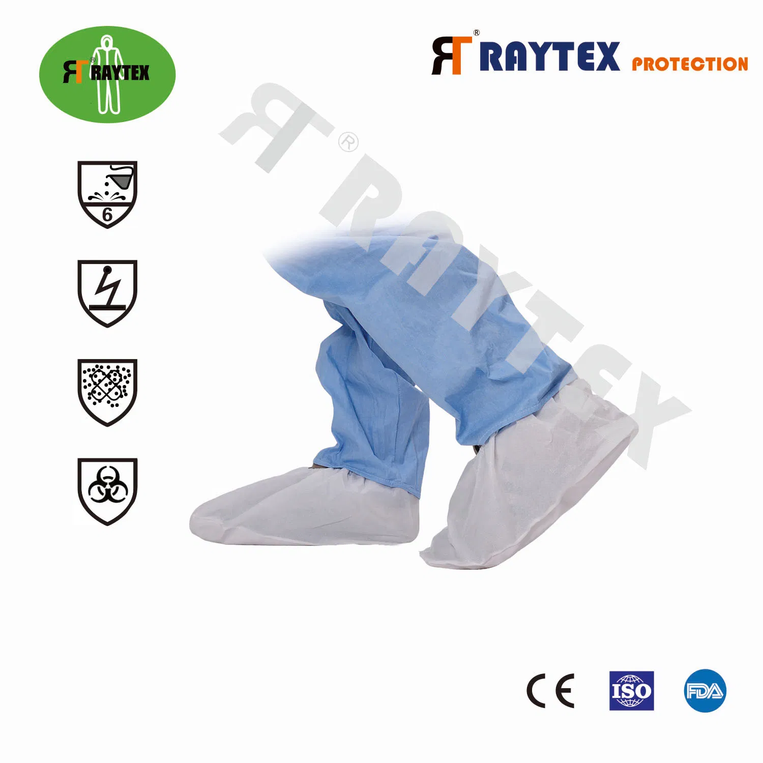 Raygard 52202 White Nonwoven Medical/Surgical Boot Cover with Elastic, Disposable Non-Woven Water Proof Boot Cover