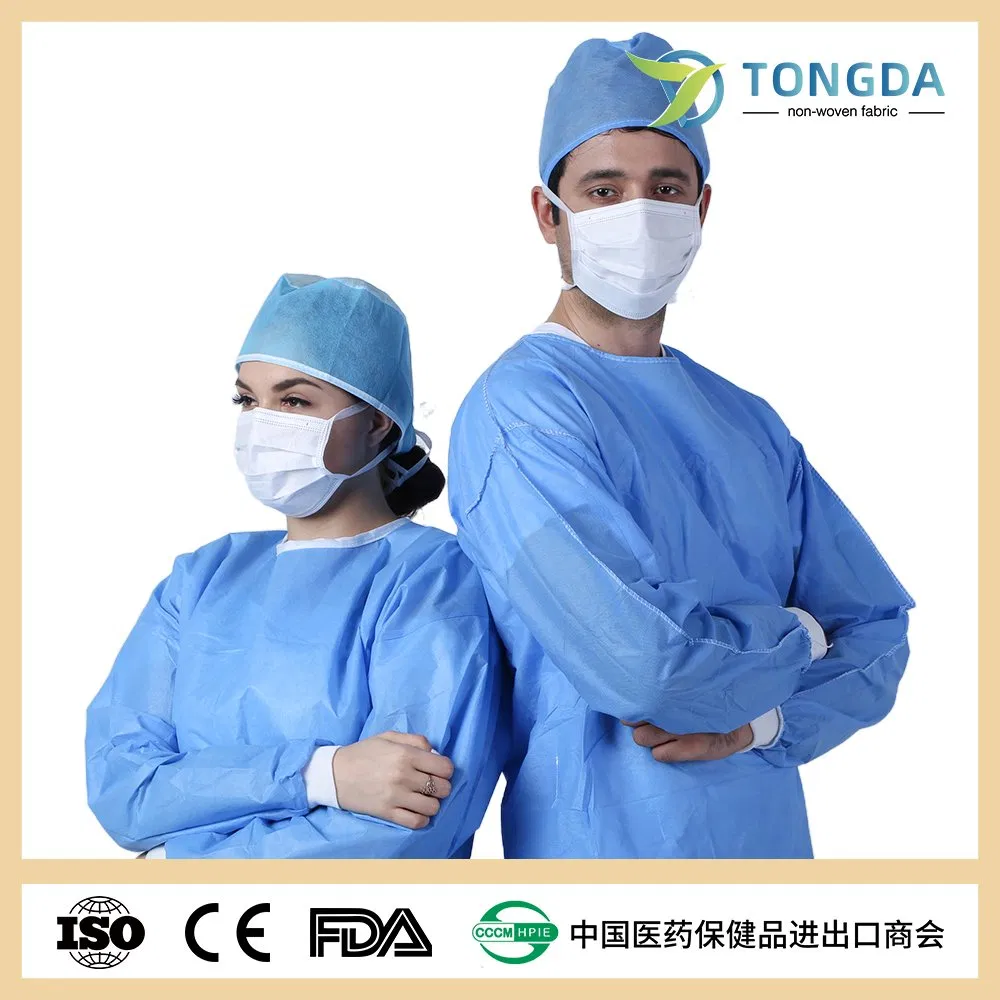 Knitted Cuff, Pockets, Non-Woven, Fluid Resistant, Dental, Medical, Hospital Surgical Isolation Gown