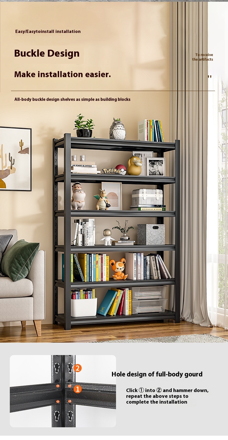 Conceal Upright Boltless Rivet Shelving Rack with 5 Layer Durable Steel Panel Corrosion Protection