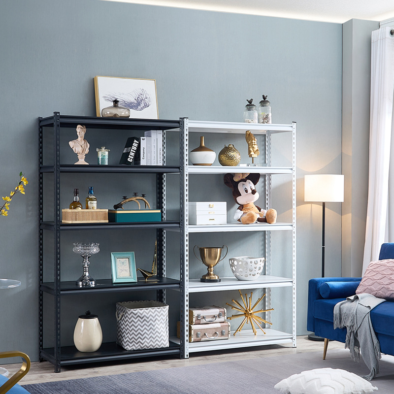 Heavy Duty Boltless Rivet Shelving Steel Shelf Racking Storage Stacking Rack Metal Shelves 5-Layer Powder Coated Corrosion