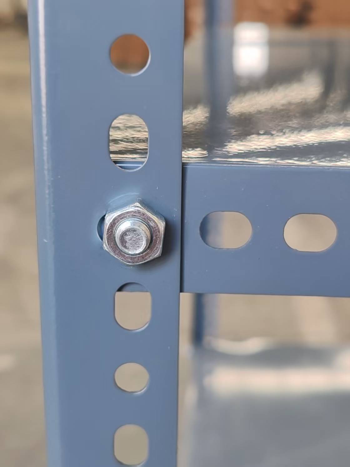 Adjustable Steel 5 Layer Warehouse Rack Shelf Panel with Mounting Holes Durable Corrosion Protection Grey Powder Coated