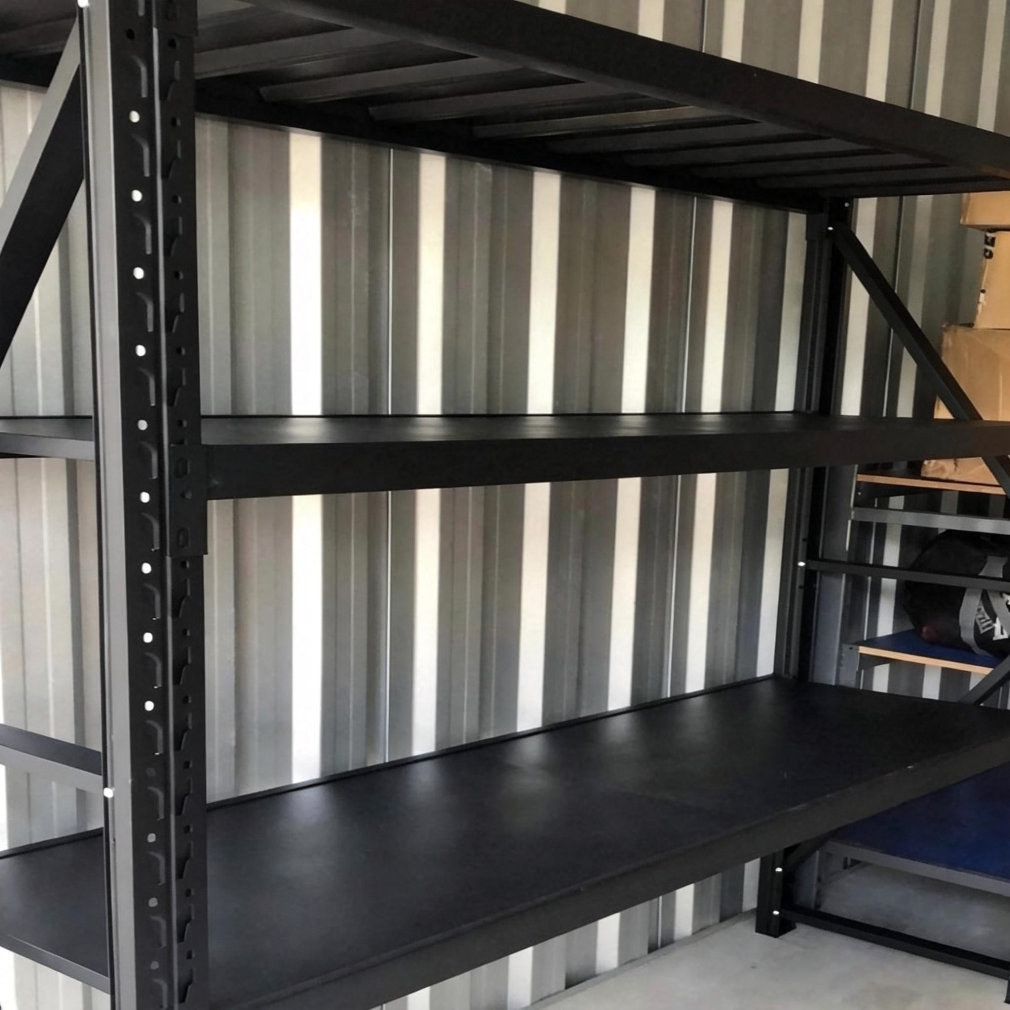 Multi-Level Steel Storage Rack Corrosion Protection Electrostatic Powder Coating 200-500kg Capacity Screw Assembly for Garage