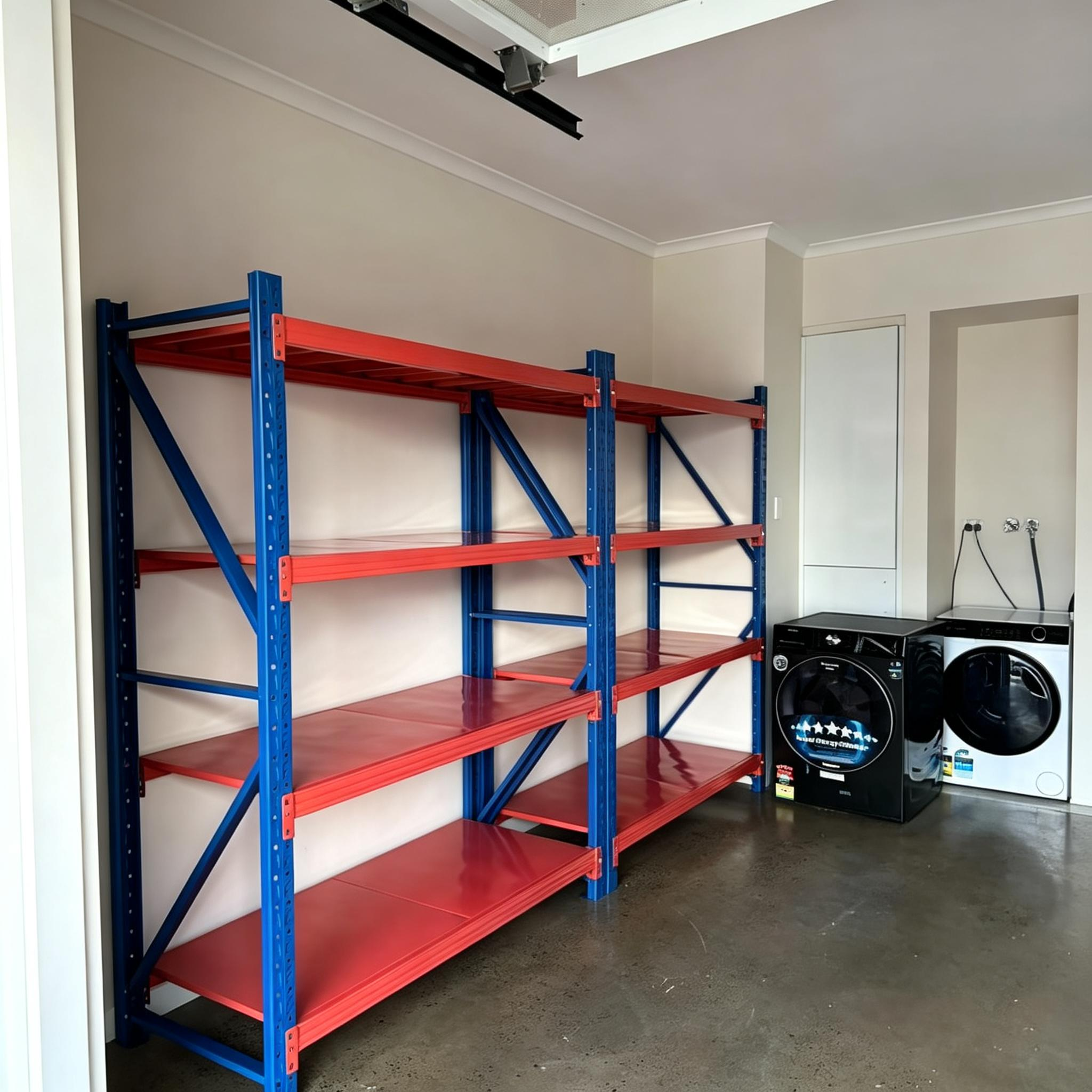 Warehouse Steel Storage Rack 4-Layer Adjustable Shelf Unit with High Capacity Electrostatic Powder Coated Corrosion Protection