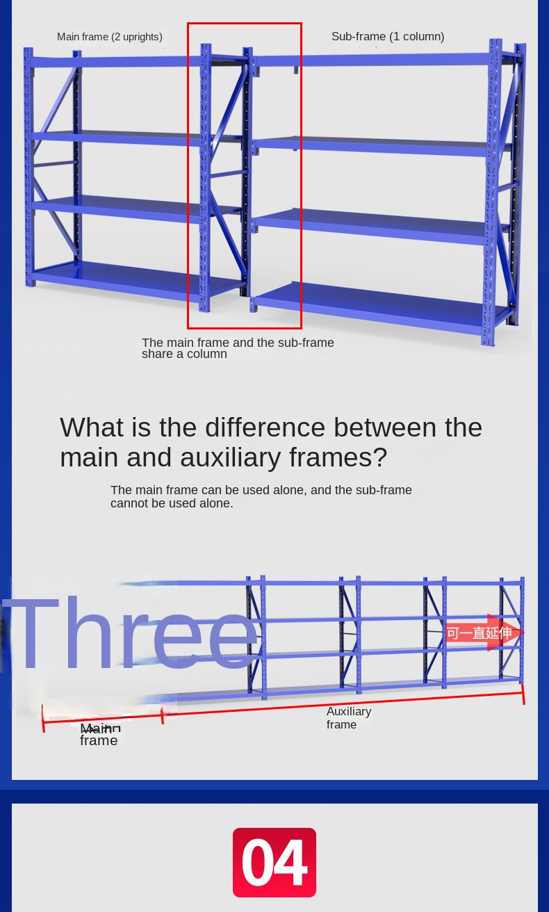 Adjustable 4-Layer 200 500KG Medium Duty Metal Powder Coated Freestanding Warehouse Storage Racks with Corrosion Protection