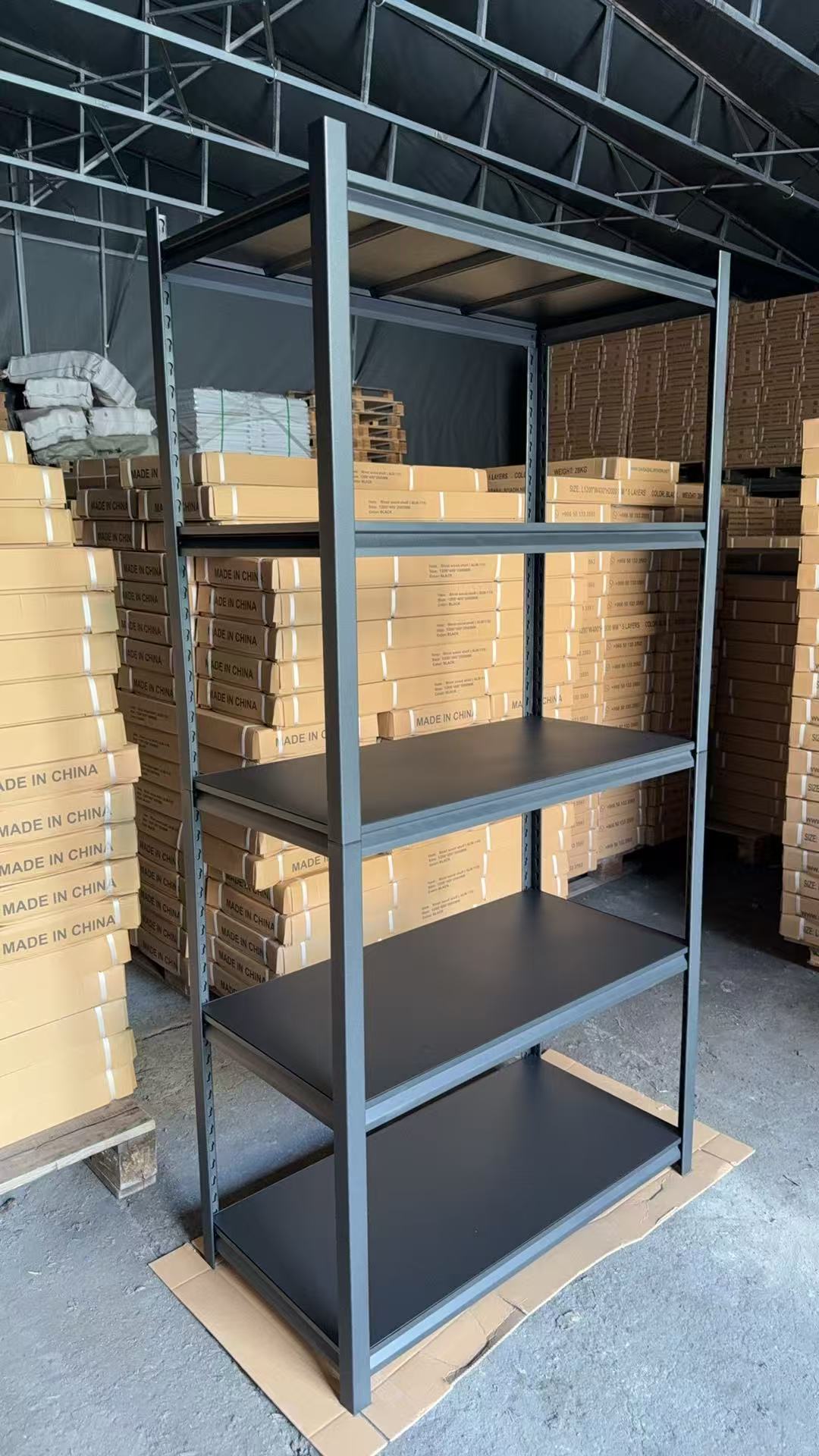 Conceal Upright Boltless Rivet Shelving 5 Layer Durable Corrosion Protection Anti-Rust Cold Rolled Steel Panel Slotted Rack