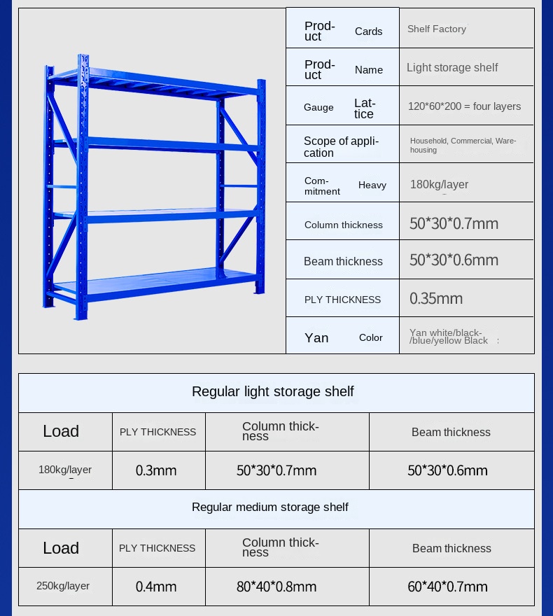 Adjustable 4-Layer 200 500KG Medium Duty Metal Powder Coated Freestanding Warehouse Storage Racks with Corrosion Protection