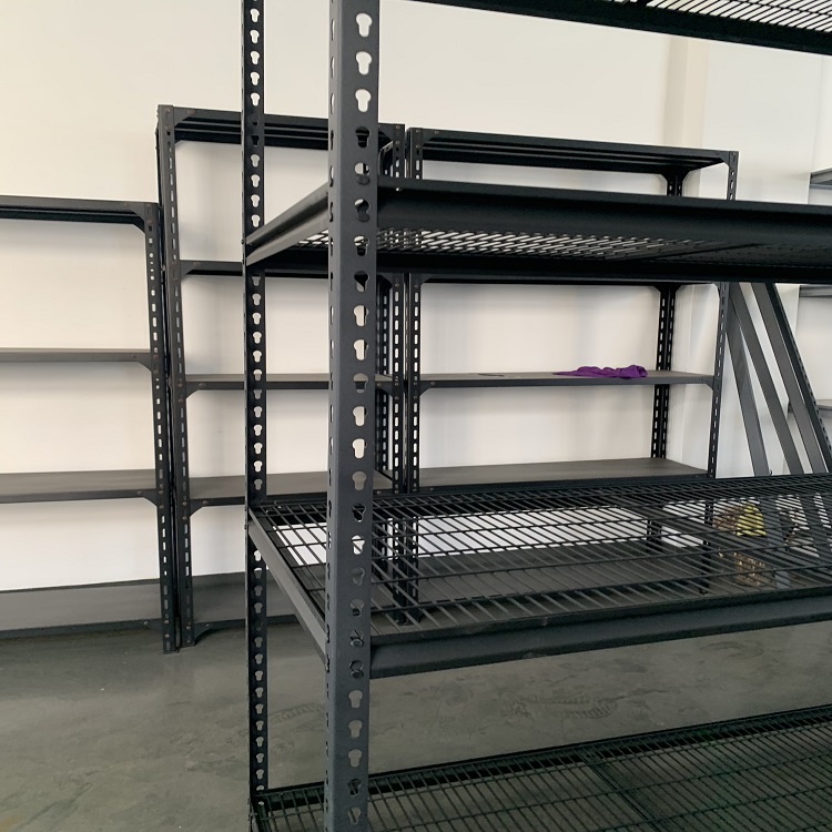 100kg-200kg Adjustable Durable Light Duty Boltless Steel Corrosion Protection Slotted Angle Iron Rivet Z Beam Multi-Level Rack