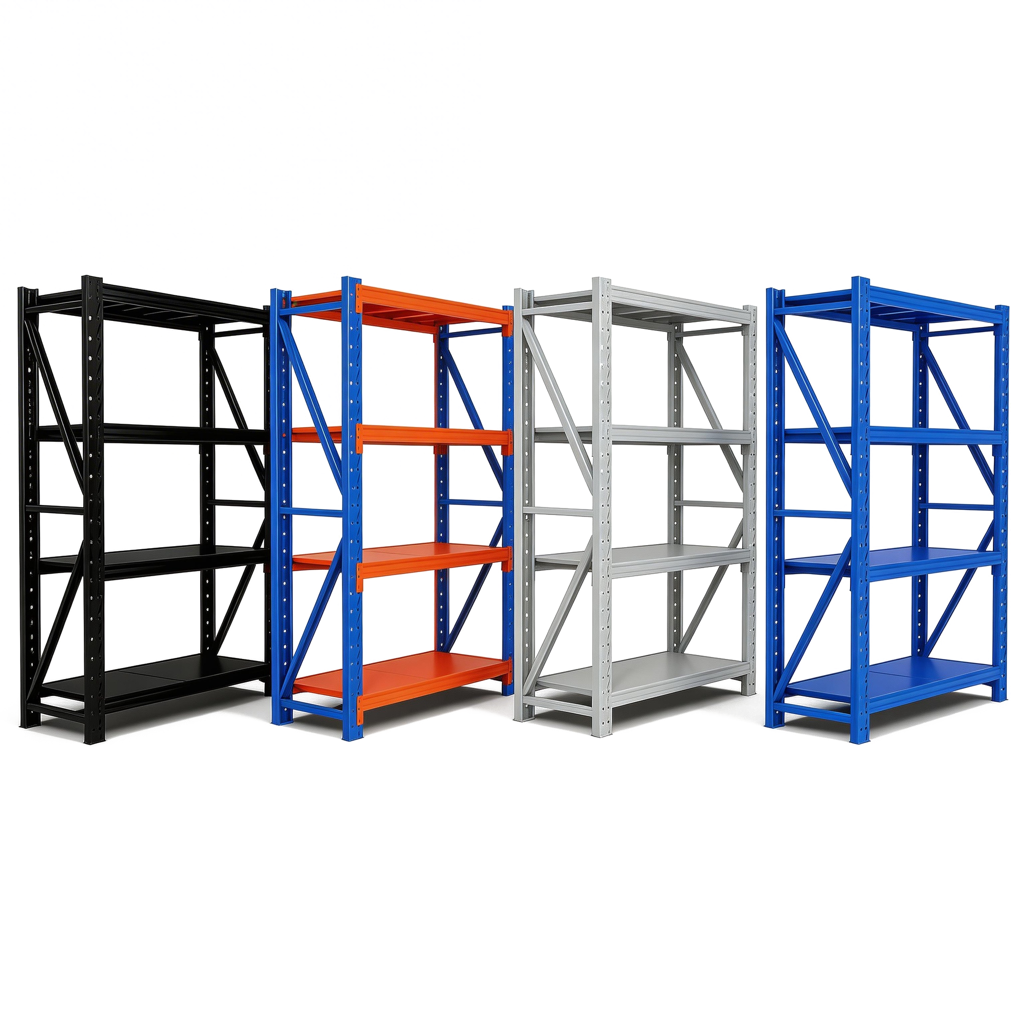 4-Layer Boltless Metal Anti-Rust Electrostatic Powder Coated Durable Warehouse Rack for Commercial & Household Use