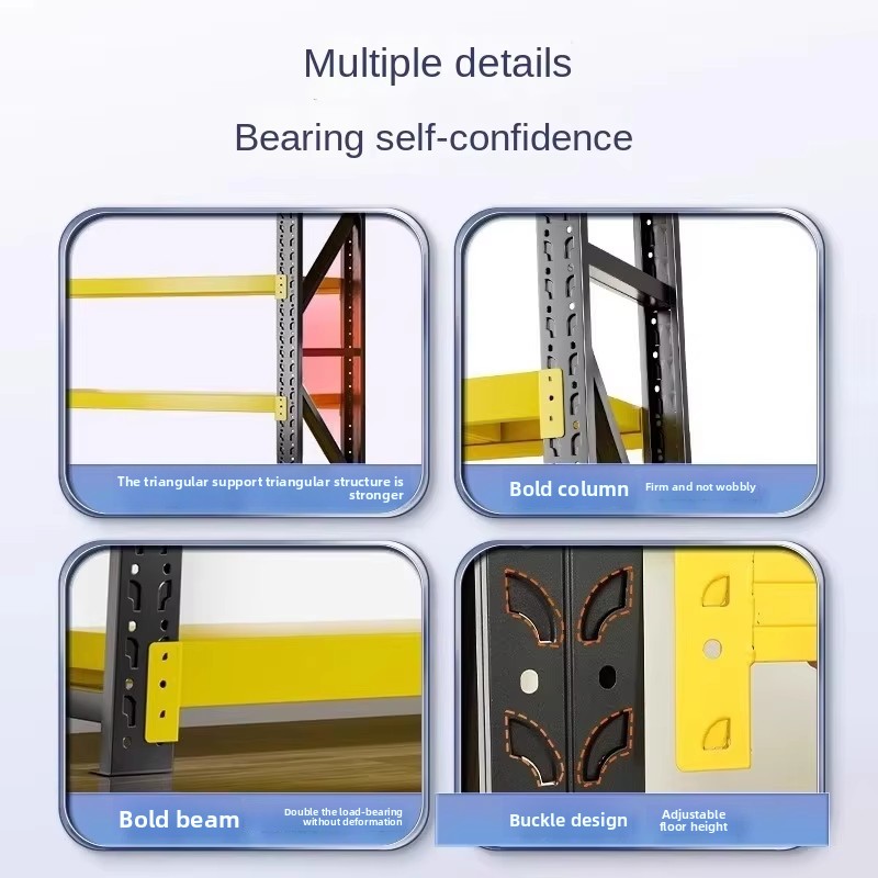 Multi-Layer Medium Storage Shelving Iron Rack Corrosion Protection Powder Coated for Warehouse 5 Steel Storage Shelf Balcony