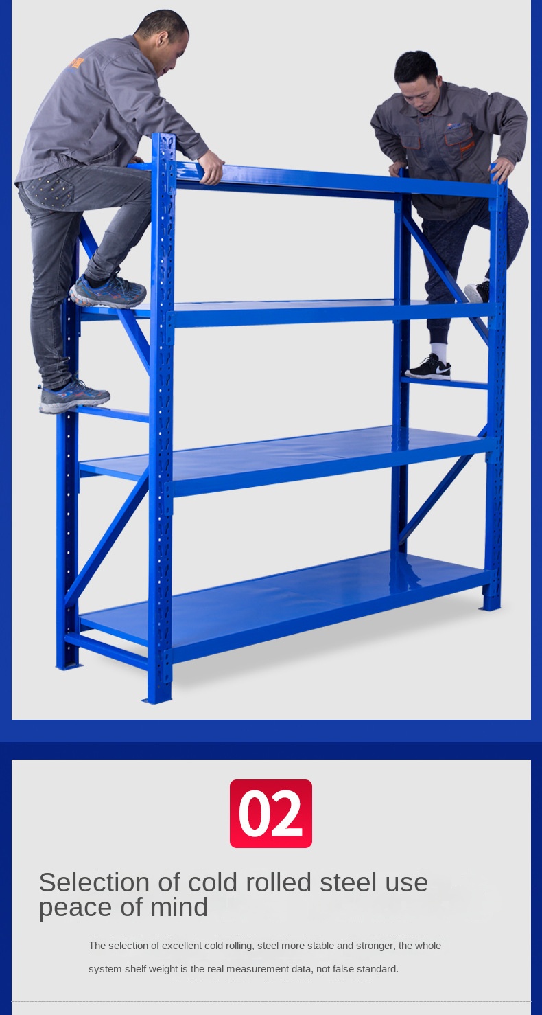 Adjustable 4-Layer 200 500KG Medium Duty Metal Powder Coated Freestanding Warehouse Storage Racks with Corrosion Protection