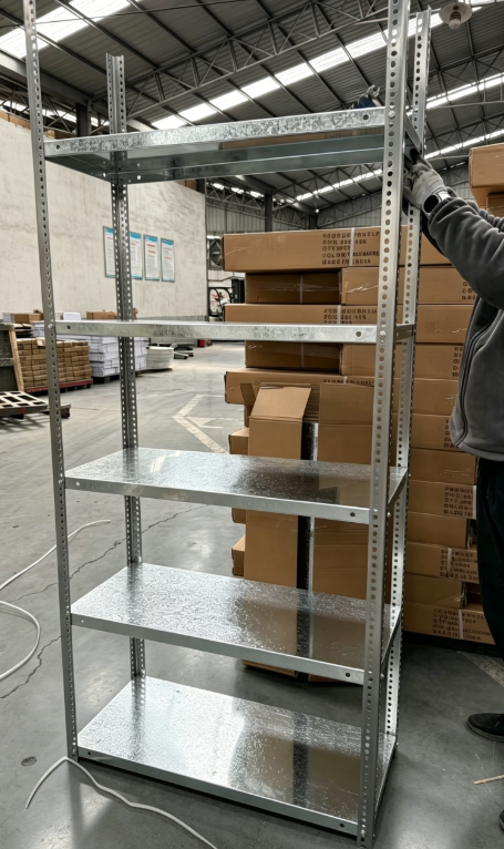 Warehouse Slotted Angle Steel Shelving 5 Durable Anti-Rust Moisture Proof Light Duty Adjustable Cold Rolled Steel Reinforced
