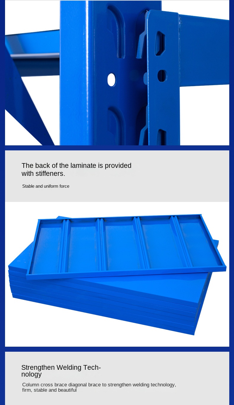 Adjustable 4-Layer 200 500KG Medium Duty Metal Powder Coated Freestanding Warehouse Storage Racks with Corrosion Protection