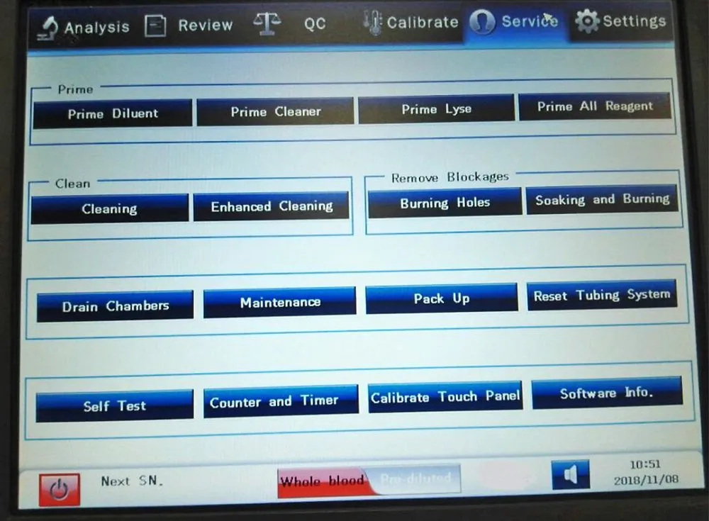 Hematology Analyzer UI