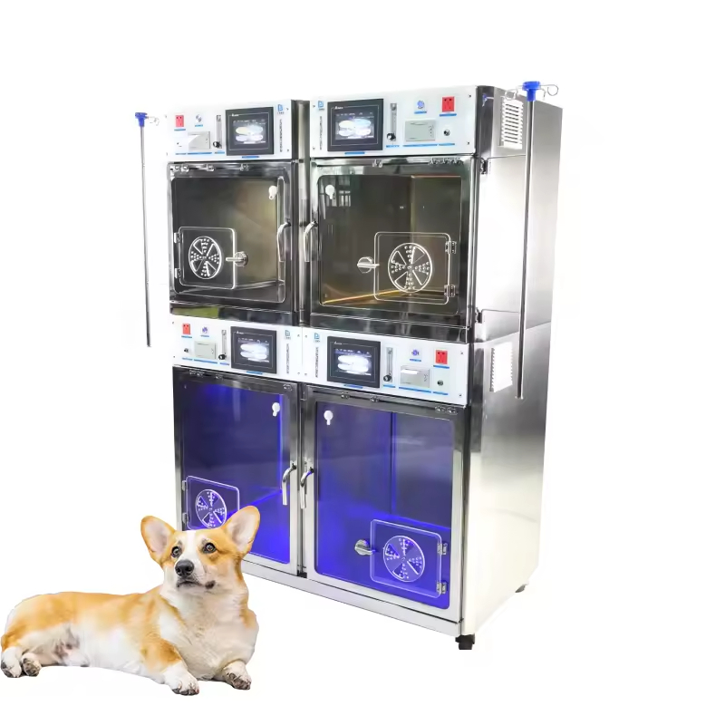 Hospital ICU Intensive Care Unit Stainless Steel Veterinary Cages Vet Oxygen Cage for Dog Cat Vet Clinic Canil ICU Cage