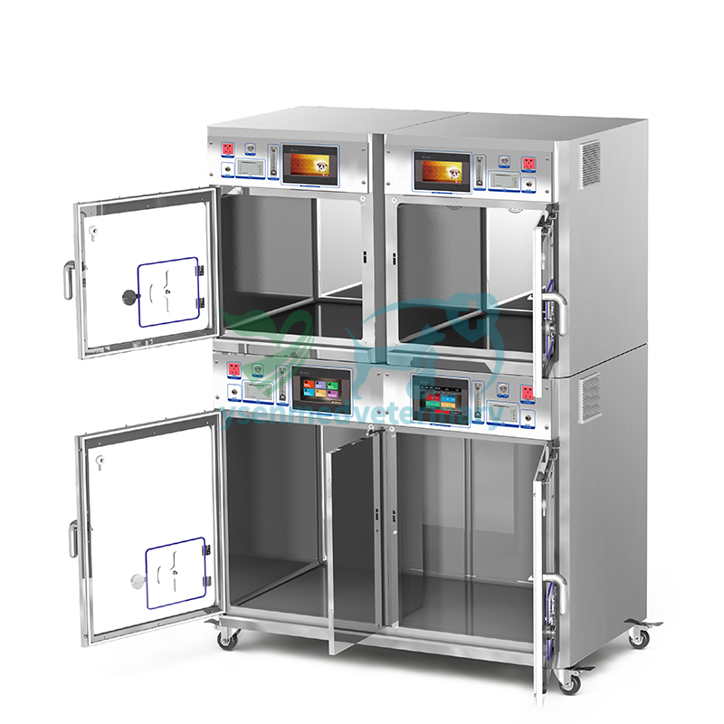 Ysvet-ICU01 Hot Sale Dog Incubation Charmber 4 Units Multifunctional Veterinary ICU Cage