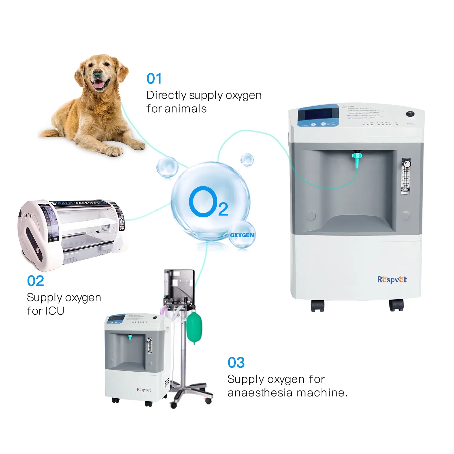 Longfian 93% High purity 10L animal medical veterinary oxygen concentrator connected to chamber