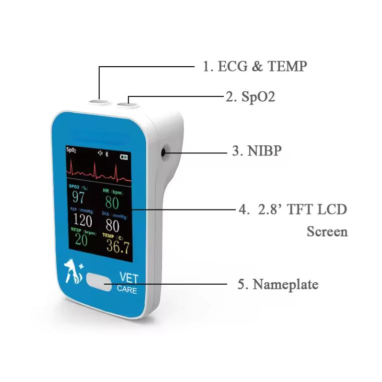 Handheld Veterinary Diagnostic Pet Multi-Parameter Patient Monitor Veterinary Vet Vital Signs Monitor