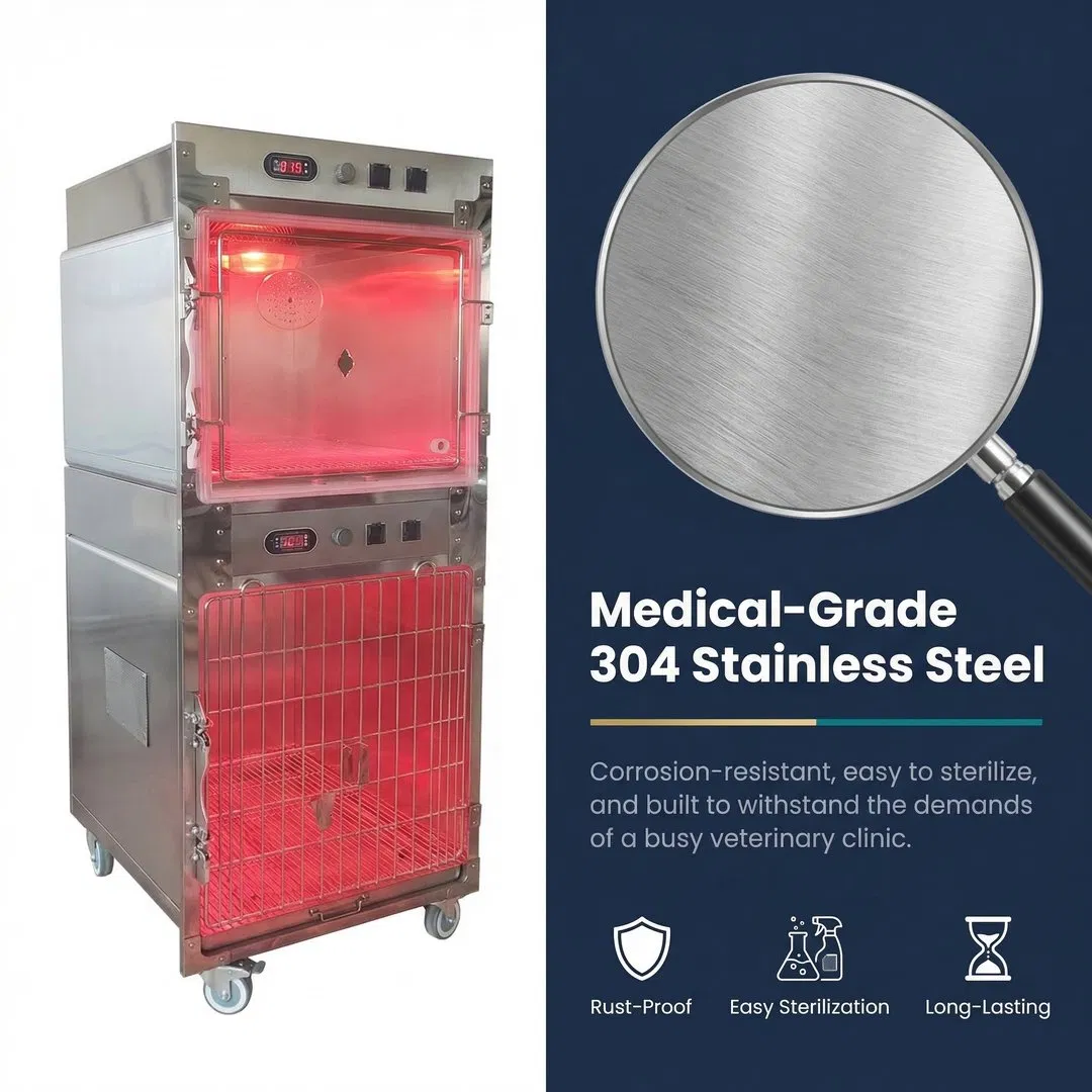 Veterinary ICU Oxygen Cage for Dogs Adjustable Flow Emergency Post-Op Care