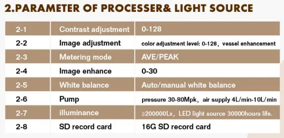 Veterinary Endoscopy Parameters 2