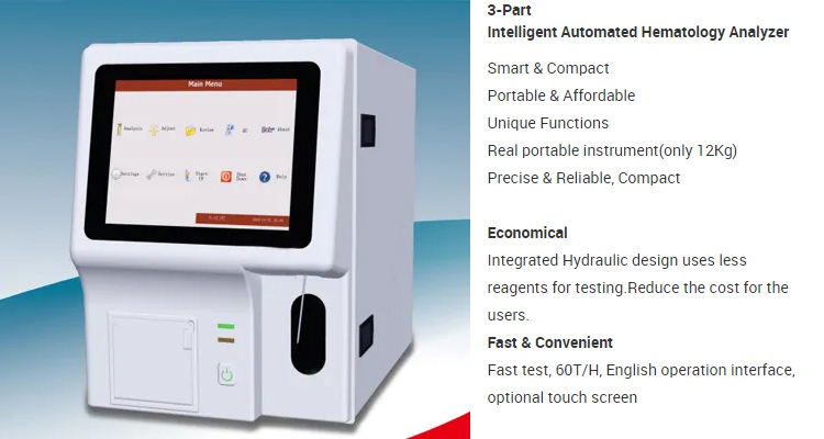 Automated Wbc 3-Part Biochemistry 3part or 5part 5 Part Veterinary Hematology Analyzer