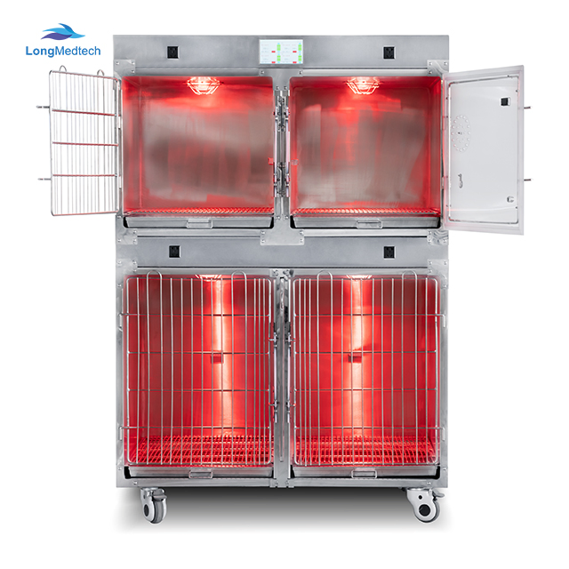 Pet Veterinary Clinic Stainless Steel 304 Dog ICU Infrared Oxygen Chamber Cage