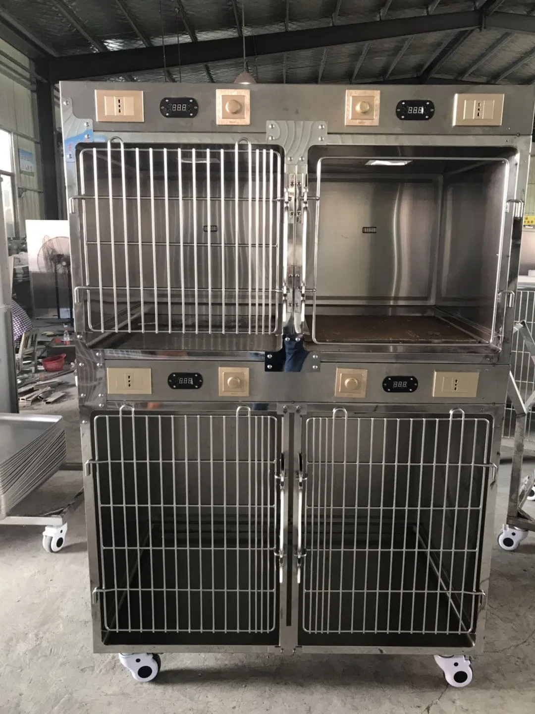 Stainless Steel ICU Treatment Veterinary Animal Pet Incubator Oxygen Heating Cage Dog Cat Animal 6 Sets Cage for Veterinary Hospital/Clinic